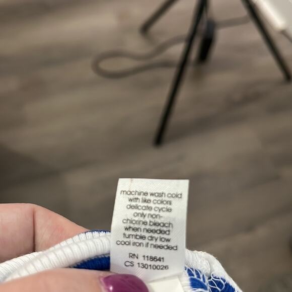 Lane Bryant Cotton Stretch Blue and White Striped Scoop Neck Tank Size 16 - Picture 6 of 8